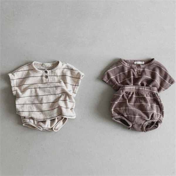 

clothing sets summer baby short sleeve t shirt shorts 2pcs infant clothes set cute boys striped pp pants suit fashion girls outfits 220916, White