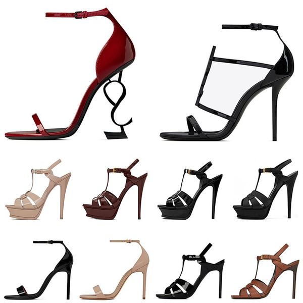 

women luxury dress shoes designer high heels sandals opyum pumps stiletto heel leather open toes party wedding sneakers207e, Black