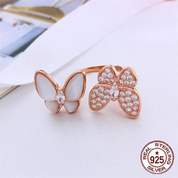 

europe 100% s925 sterling silver ring butterfly clover personality fashion classic goddess temperament hand jewelry gift 2020 new2654
