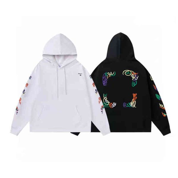 

men's hoodies sweatshirts hoodie designer men women new off comfortable long sleeve street pullover clothes embroidery casual clothing, Black