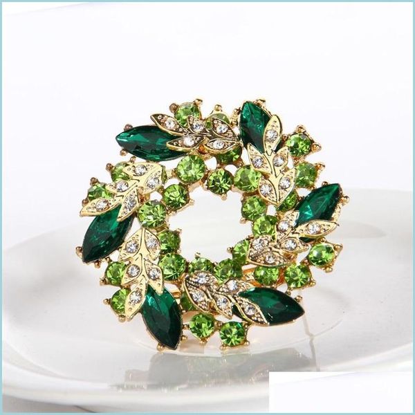 

pins brooches 2 inch brooch gold plated green and lime rhinestone crystal wreath flower c3 drop delivery 2021 jewelry dhseller2010 dhwdw, Gray