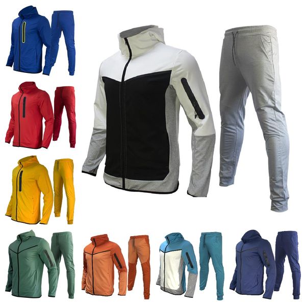 

2022 designer mens thin tech fleece tracksuits sweat suit two piece set sports sweatpants with long sleeve hoodie for spring autumn szie s-x, Gray