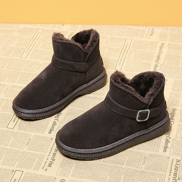 

cotton boots 2022 winter brown light breathable warm plush anti-skid durable soft bottom metal button easy to wear women, Black