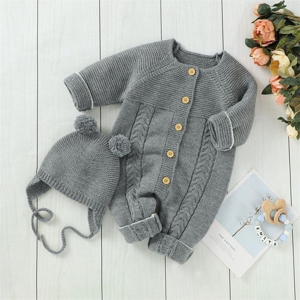 

rompers baby long sleeve knitted infant kids jumpsuits clothes autumn toddler boy overalls girl playsuit 220919, Blue