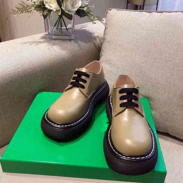 

boots brand b autumn big head leather shoes british style single shoes round head lovers, Black