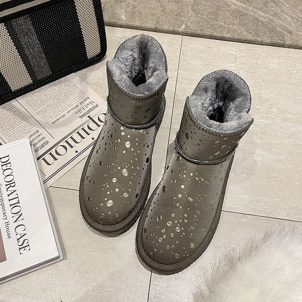 

cotton boots winter 2022 grey lightweight breathable non slip durable firm soft sole water drop pattern silk upper easy to wear women, Black