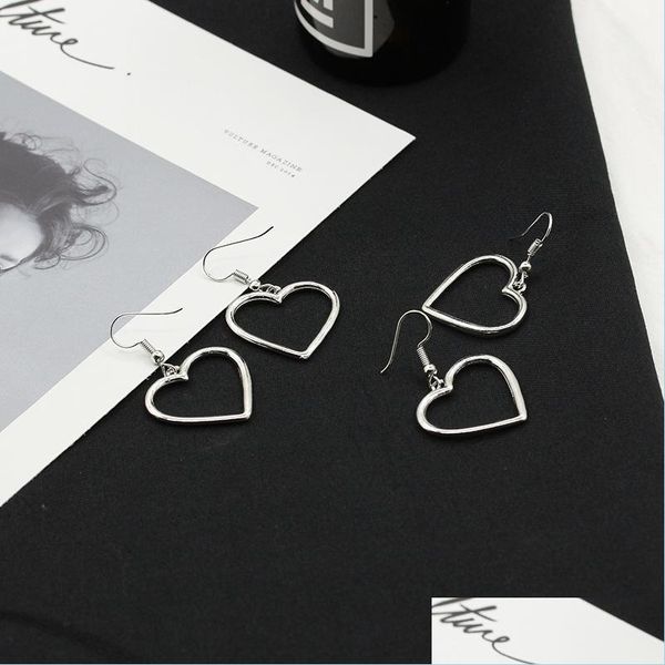 

dangle chandelier simple design sier color hollow heart drop earrings for women new brand fashion ear cuff piercing dangle earring g dhqeu, Silver