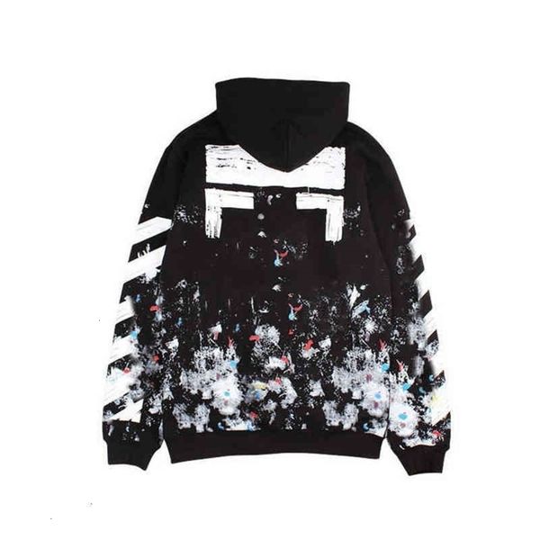 

mens classic off luxury sweatshirts high fashion brand hoodie designers letter pullover back oil paint arrow x men women t shirt, Black