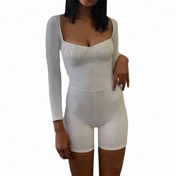 

fashion women ladies summer casual long sleeve jumpsuit pleated slimming short white black women's jumpsuits & rompers r3zj#, Black;white