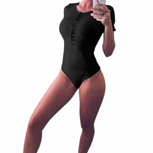 

women's jumpsuits & rompers bodysuits women 2021 deep v-neck solid color spring and summer short sleeves female vestidos sjvd5195 k4zk#, Black;white