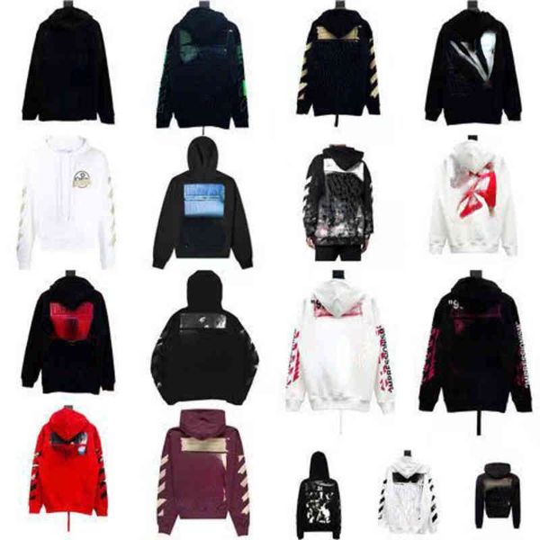 

off designer hoodie mens sweatshirt classic ow arrow print hoodies american hip-hop loose oversize hooded sweater men women streetwear, Black