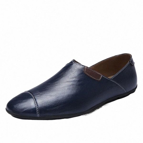 

casual shoes large size mens shoes cowhide trend lazy walking fashion, Black