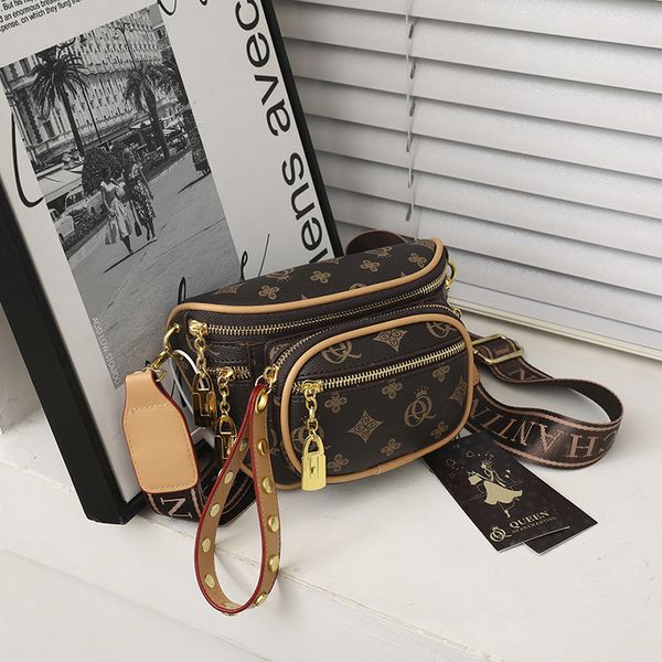 

women's bag simple fashion retro printing single shoulder messenger bag ribbo chest bags women