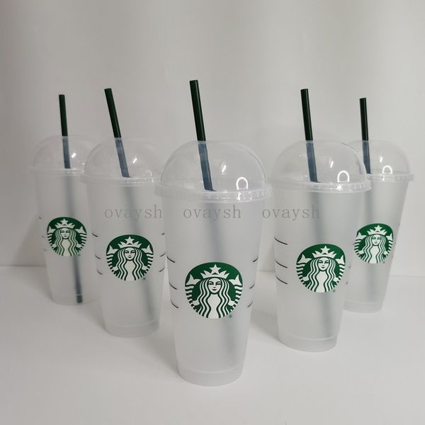 

starbucks dome cover cup tumbler 24oz/710ml green straw plastic tumble beverage cup mermaid goddess frappuccinos sublimation blanks