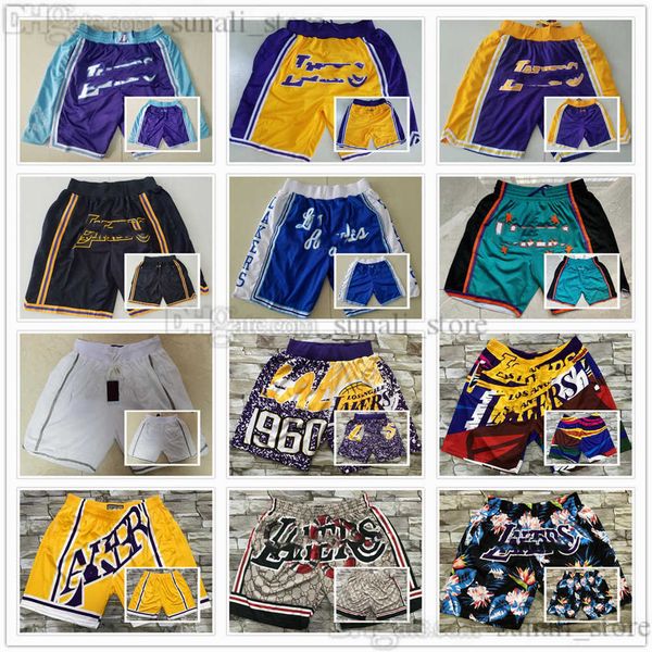 

2022 losangeles''lakers''men basketball shorts pockets zip team pants, Black