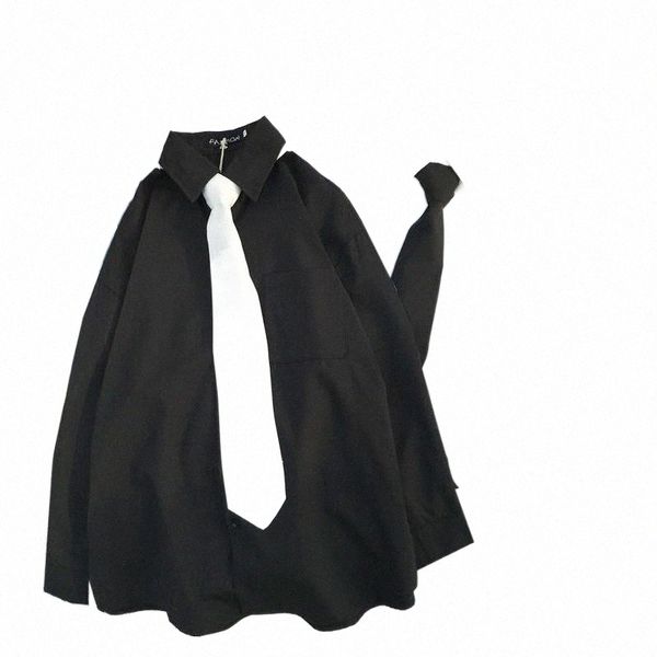 

white plain loose oversized shirt korean pocket chiffon clothes retro men's jackets h8t6#, Black;brown