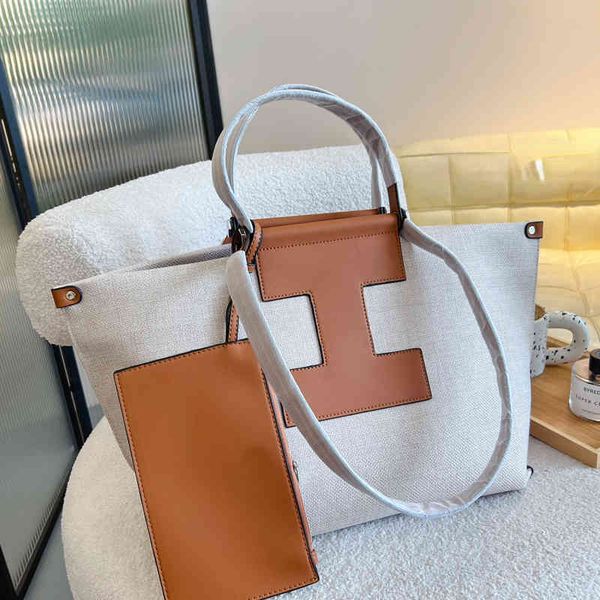 

totes designer high capacity tote bag women canvas beach handbags leather shoulder bags purse lady shopping purse with wallet 220719