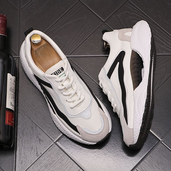 

british designers dress wedding party shoes fashion vulcanize canvas breathable casual sneakers round toe air cushion business driving walki, Black