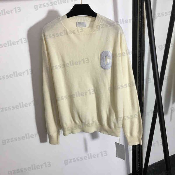 

women sweaters jumper letter logo embroidery fashion brand beaded patch crew neck long sleeve sweater women designer clothing, White;black