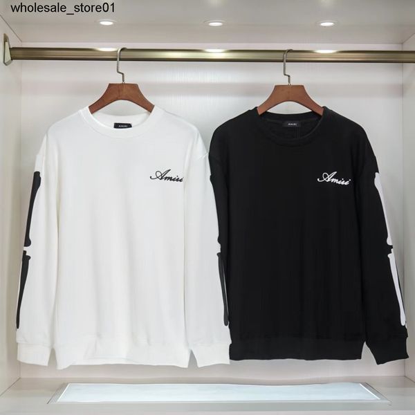

men's hoodies sweatshirts neck sweater men's autumn and winter street bone pattern color contrast personality trend large loose me, Black