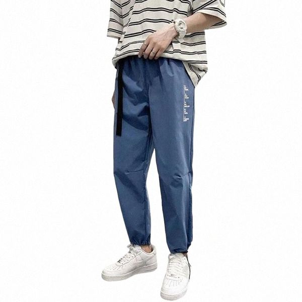 

men's pants casual summer wide-leg drawstring loose sports pants1 x9am#, Black