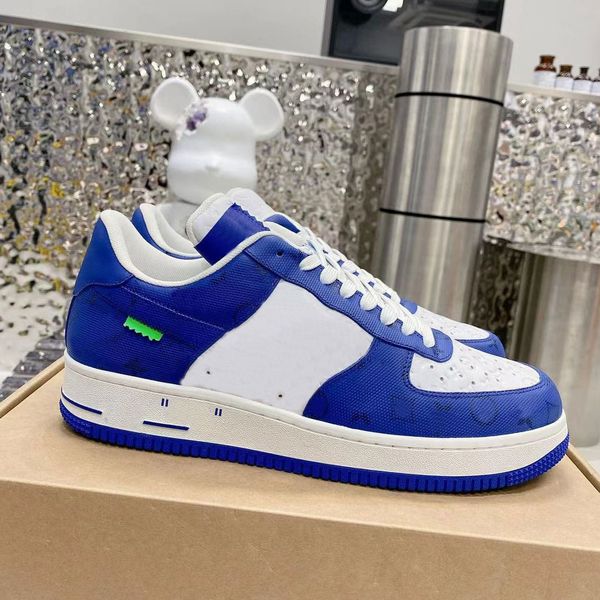 

new blue designer casual shoes airs men real leather forces sport sneakers, Black