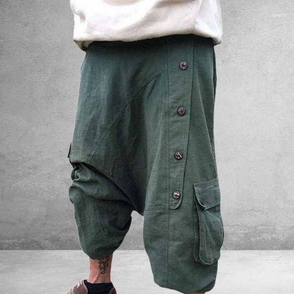 

men's pants heflashor green harem bloomers vintage loose meditation outdoor men hip hop wide leg trousers pantalon hombre1 e7re#, Black