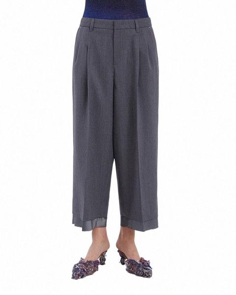 

men's pants oversize adererror ladies stitching casual suit korean simple style women's wide leg trousers a1oe#, Black