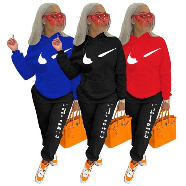 

2022 brand women embroidery letter tracksuits winter fall pullover two piece sets hoodies pants hooded sports suit long sleeve outfits 5845, Gray
