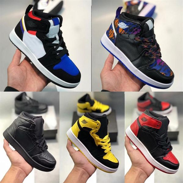 

2020 kids basketball shoes 1 low boys girls 1s og high travis scotts children baby toddler trainers size 28-35yca1#246s, Black