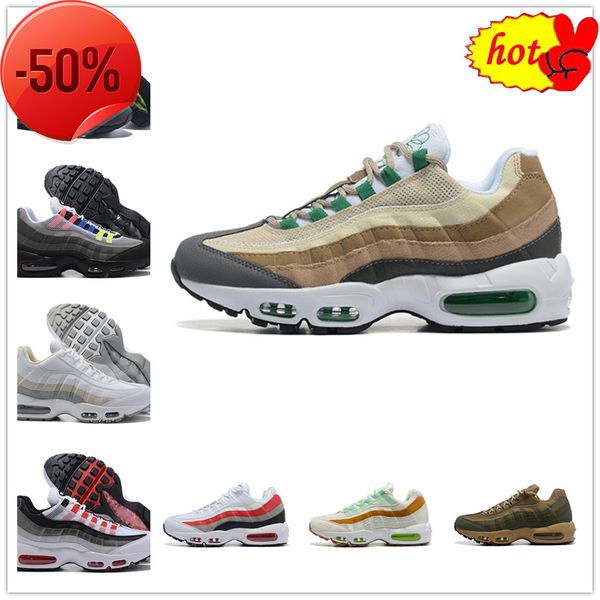 

2022 classic mens 95 airmaxs running shoes greedy chaussures 95s air neon triple black white khaki total orange grape safari designer men