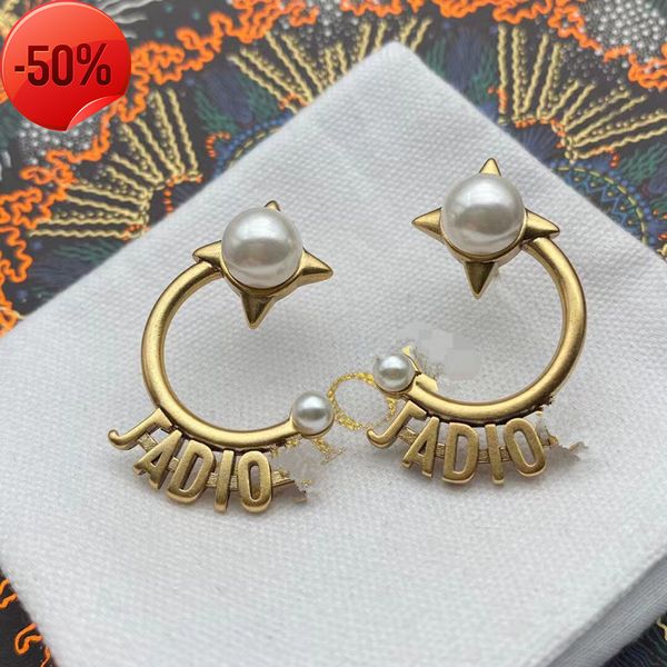

50% off factory special clearance designer jewelry earrings charms d di new semi-circular women's luxury fashion network red, Golden