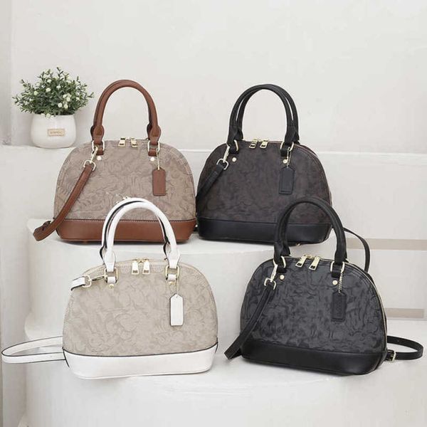 

2pcs/ ups /fedex 2022 alma bb pm shell bag women genuine leather handbags flower embossed shoulder bags with lock desi, Black