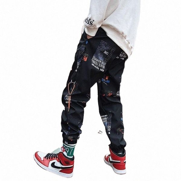 

men's pants hip-hop loose jogging with printed streetwear harem clothes ankle trousers casual sports1 i3xt#, Black