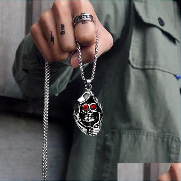 

pendant necklaces gothic red eye skl pendant necklace for men drop delivery 2021 jewelry necklaces pendants dhseller2010 dhphs, Silver