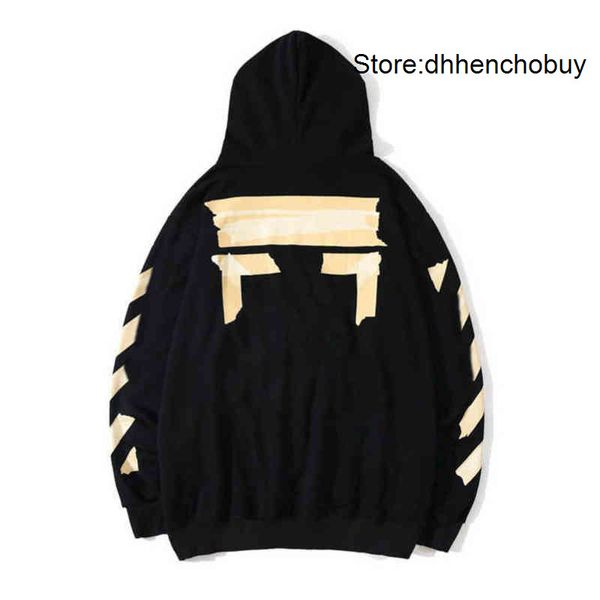 

fashion mens loose offs hoodies brand classic sweatshirts hoodie cotton pullover long sleeved back oil paint arrow x men women qgaq, Black