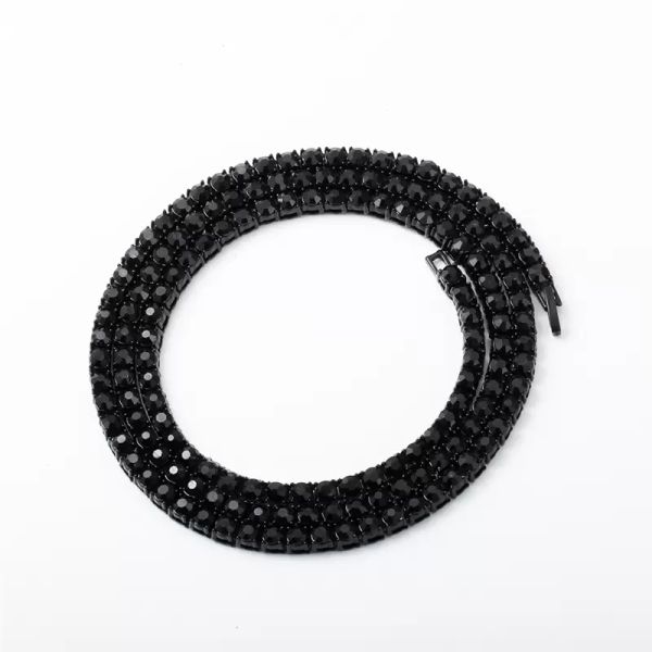 

iced out tennis chains 1 row mens necklaces gold silver plated fashion artificial diamond rhinestone bling hip hop jewelry for women 5mm, Black
