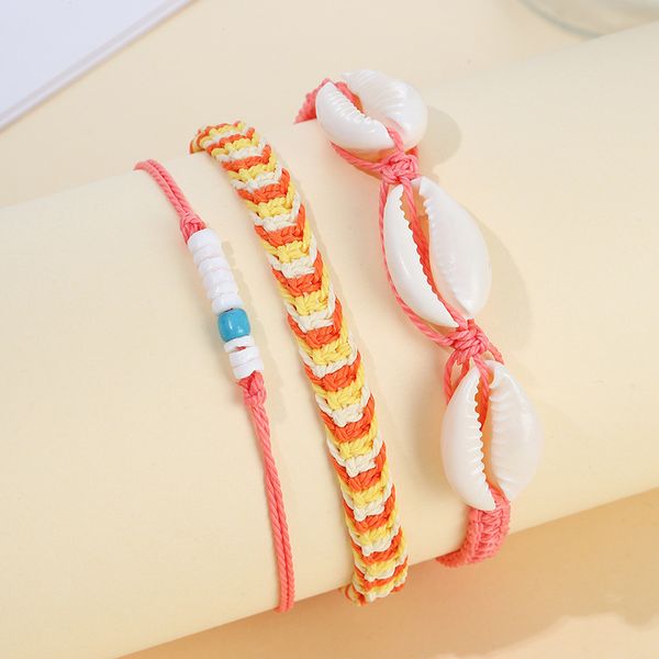 

rainbow shell bracelet bohemian handmade jewelry adjustable women braided wax rope bracelet for summer beach accessories, Golden;silver