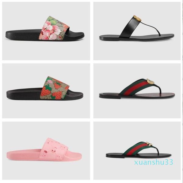 

slipper designer slide summer sandals fashion men beach indoor flat flip flops leather lady women shoes ladies slippers size 35-45 with274s, Black