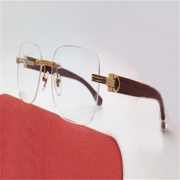 

new fashion design optical eyewear 0286 gold frame square rimless wooden temples simple business style lightweight and comfortable242n, Black