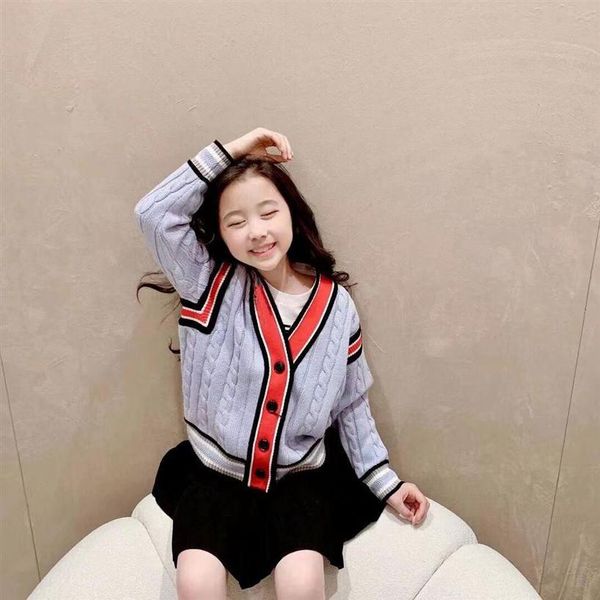 

kids knitting cardigan sweaters single breasted solid children's clothing 2-14 years old spring and autumn boys girl clothes250b, Blue