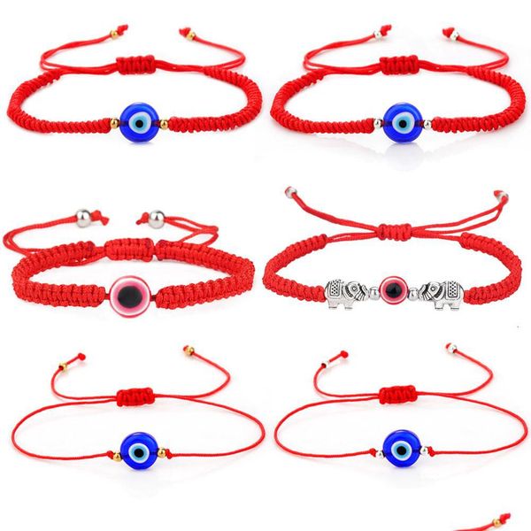 

link chain hanmade rope chain fatima hand evil blue red eye pendants bracelet fashion lucky elephant tortoise woven string bracelets dhpb2, Black