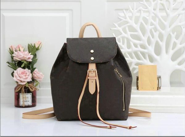 

Backpack School Bag Shoulder Bags Removable Strap Cowhide pu Leather Fashion Letter sport female shoulders packs 43438# tt30x31x16cm, Brown/flower