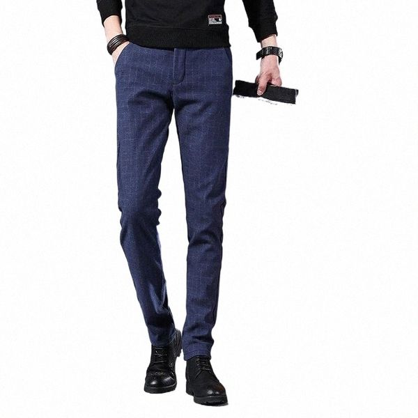 

winter velvet thicken casual suit pants men's keep warm fleece men trousers business loose straight stretch long dress m31g#, Black