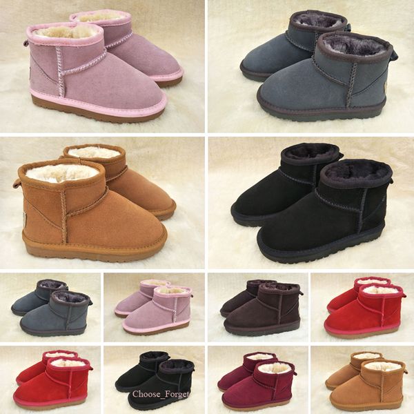 

children cotton shoes comfortable warm ankle boots cow muscle baby kids black brown rose 22-35