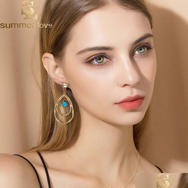 

dangle chandelier new fashion gold color double hollow big waterdrop dangle earrings for women girl small round crystal drop jewelry dhjev, Silver