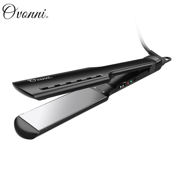 

professional titanium flat iron hair straightener instant heating adjustable straightening iron steamer hair styling tool black240r, Black