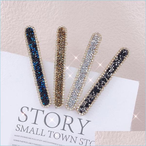 

hair clips barrettes europe fashion jewelry womens rhinestone hairpin hair clips dukbill toothed clip pin lady barrette drop delivery dhe48, Golden;silver