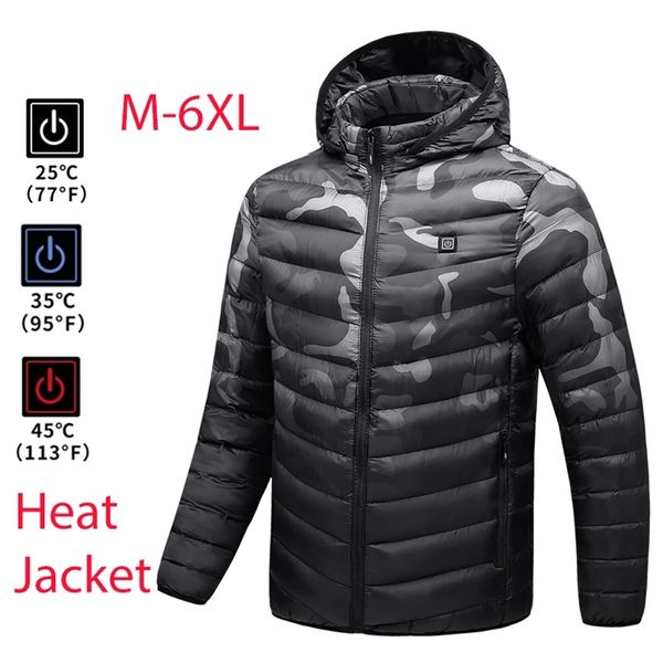 

men's jackets men waterproof heated jacket usb winter outdoor electric heating jacket warm sprot thermal coat clothing heatable cotton, Black;brown