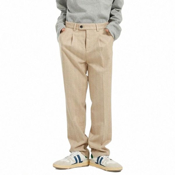 

men's pants men slim fit straight thick casual suit pant male japan korea streetwear vintage fashion pants1 e9lb#, Black